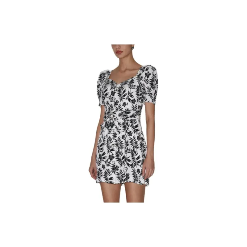Bebe Short Sleeved Dresses Women's White Black-3