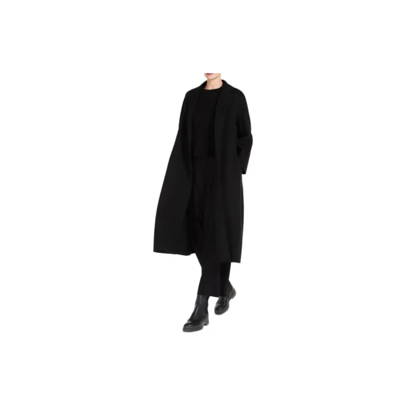 MaxMara Esturia Collection Long Wool Coat Women's Black-2