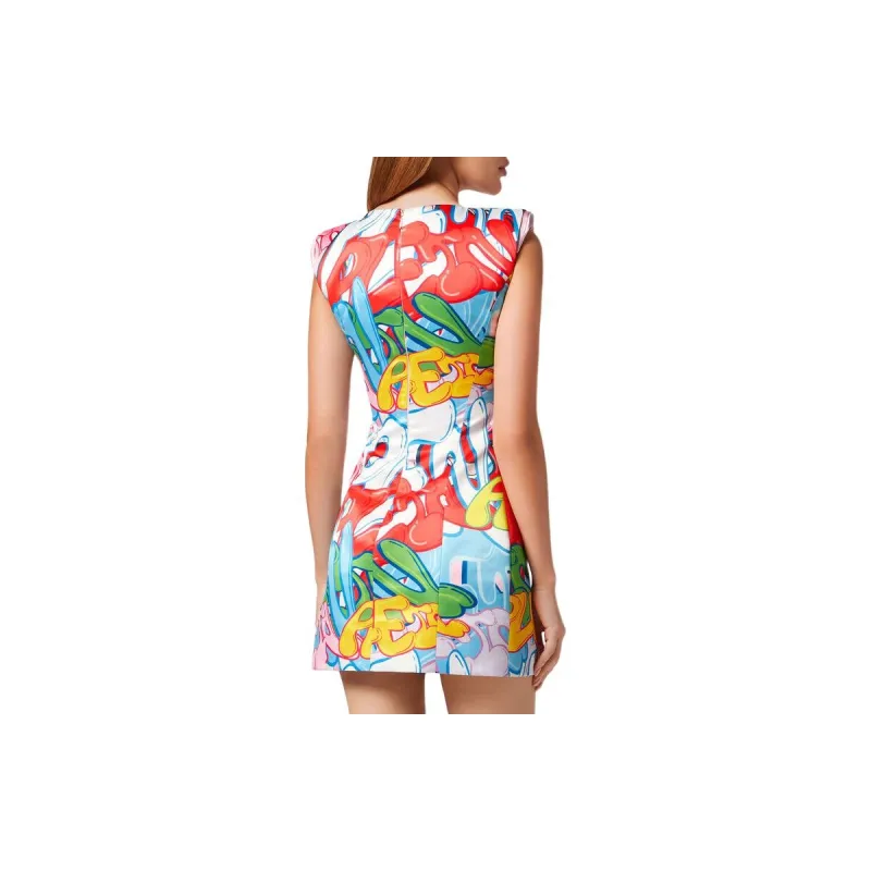 PHILIPP PLEIN Duchesse Mini Dress Bombing Graffiti Sleeveless Dress Women's Multicolor-2