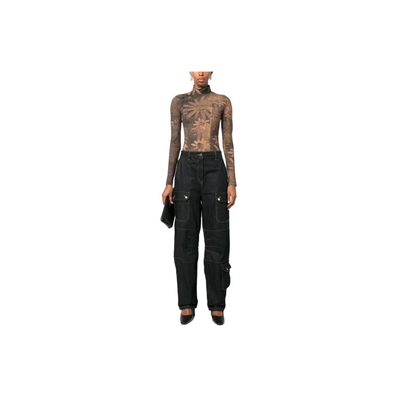 MM6 Maison Margiela Flower-print High Neck Bodysuit-1