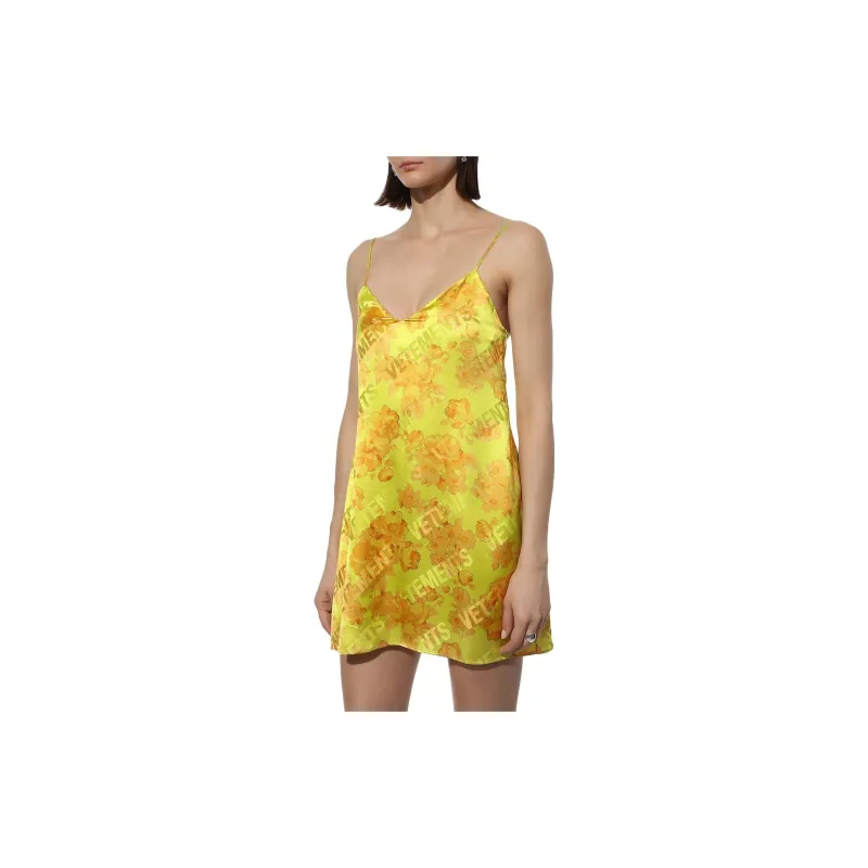 Vetements Slip Dresses Women's Yellow-2
