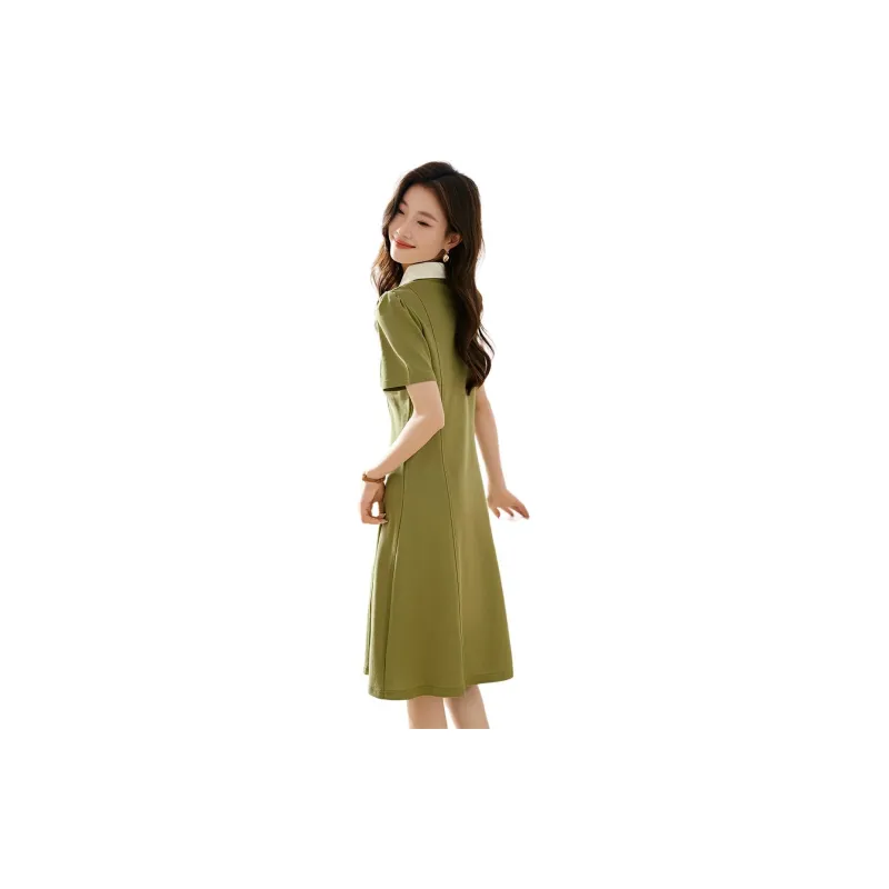 Mo Han Yi Mei Short Sleeved Dress Women's Avocado Green-2