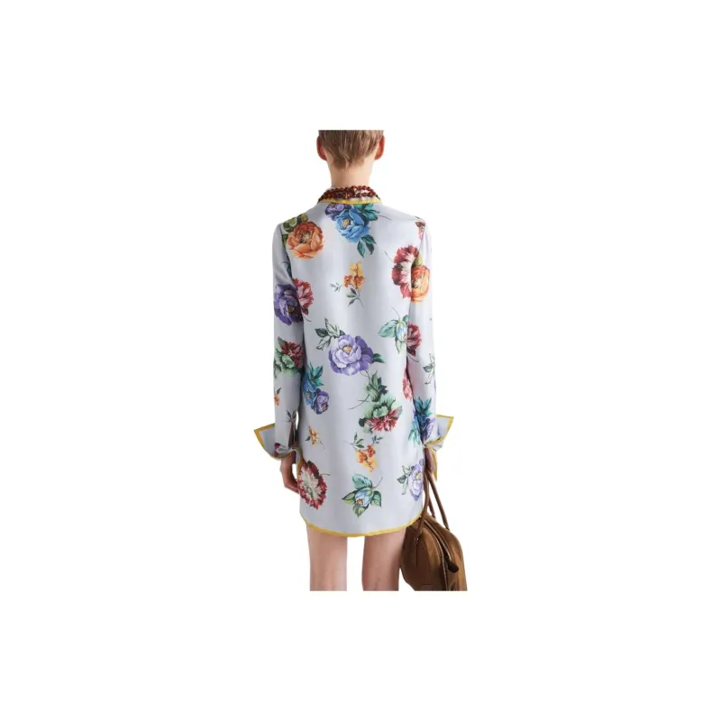 PRADA Floral-print Silk Shirtdress-2