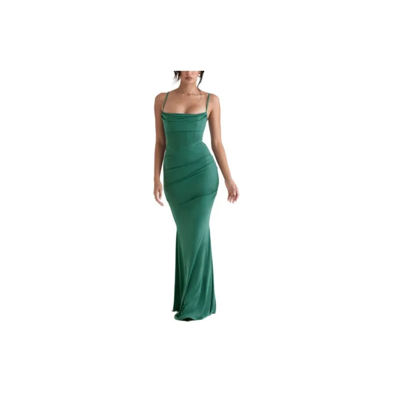 HOUSE OF CB Slip Dress Women's Forest Green-2