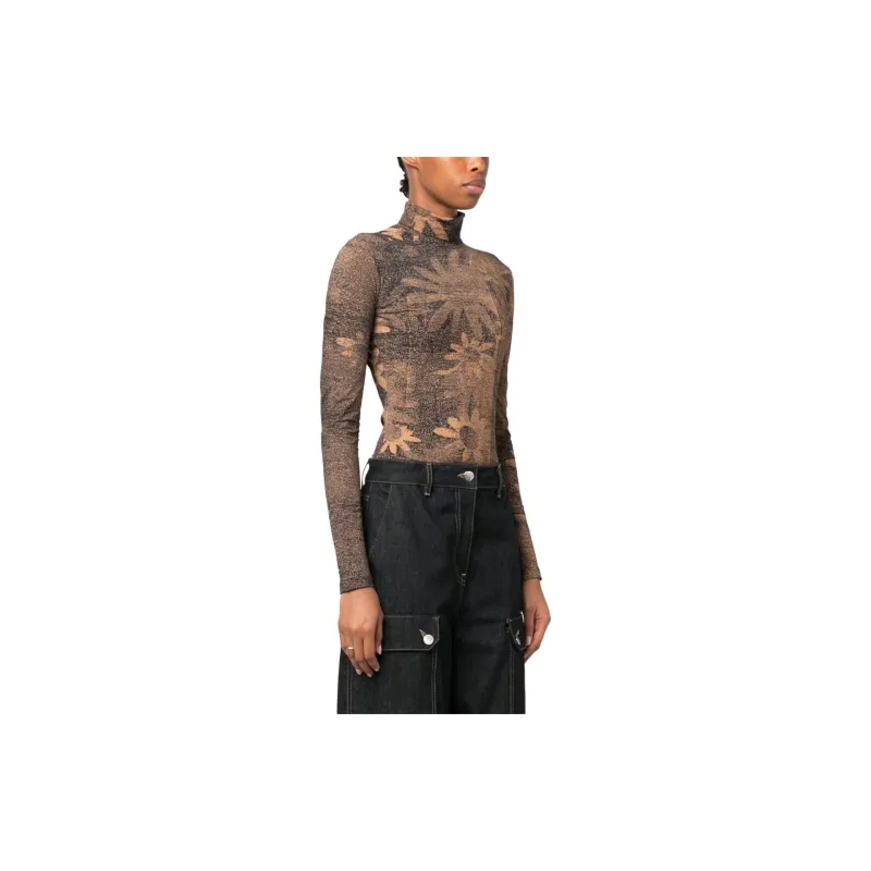 MM6 Maison Margiela Flower-print High Neck Bodysuit-2