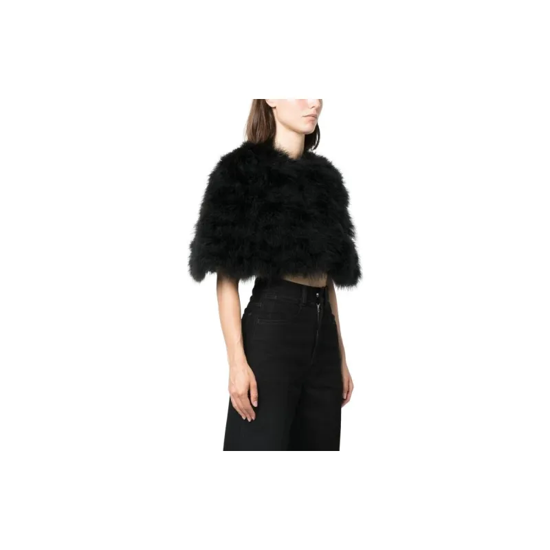Twinset Turkey feathers Cropped Cape Jacket-3