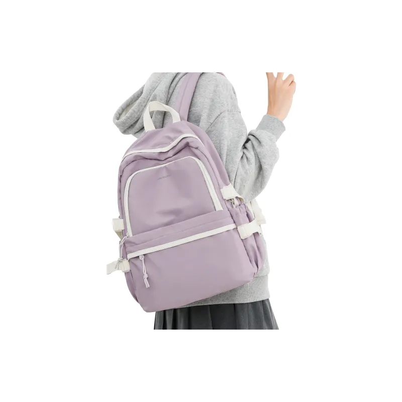 JEANSWEST Fabric Backpack Regular Unisex Red White/Purple-6