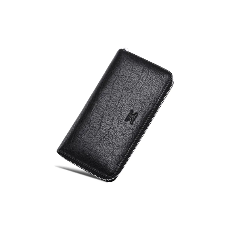 SEPTWOLVES Artificial Leather Wallet With Zip Closure Clutch Large Size Men's Black-8