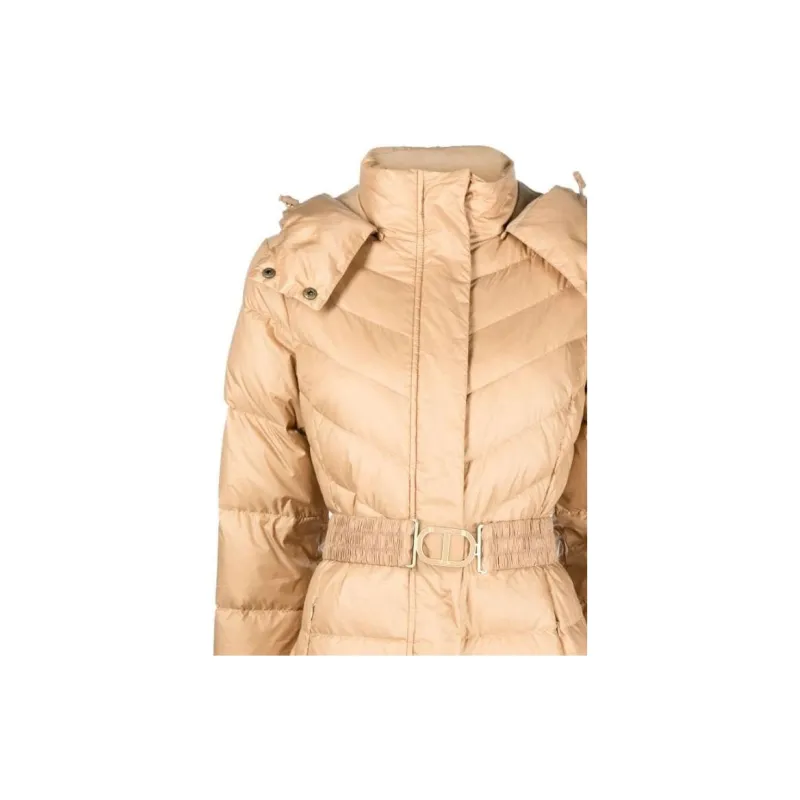 Twinset Hooded Belted Quilted Puffer Coat-4