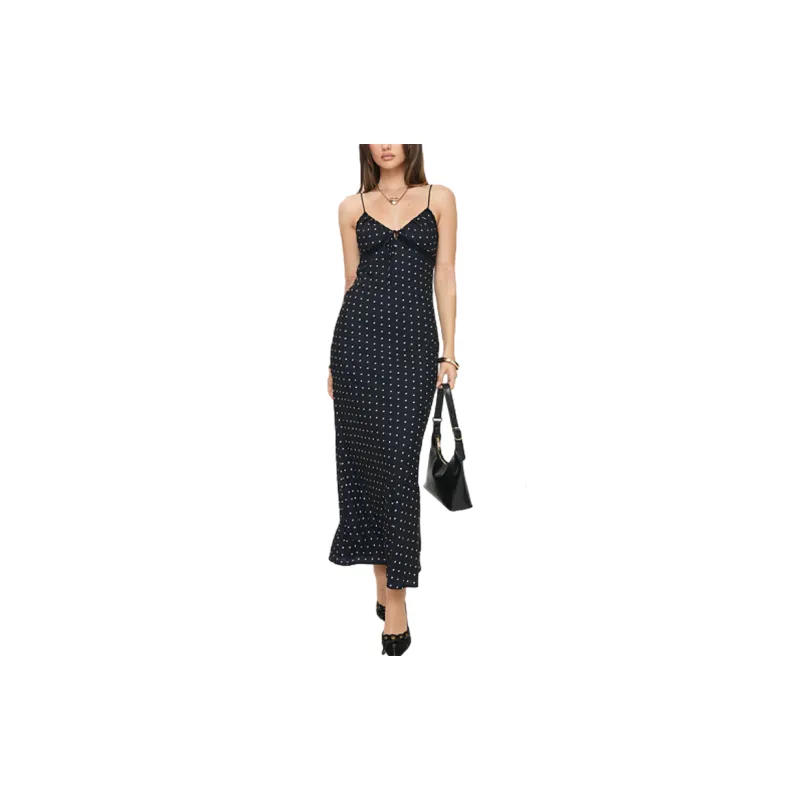 PRINCESS POLLY EMILY MAXI DRESS POLKA DOT Slip Dresses Women's Black-2