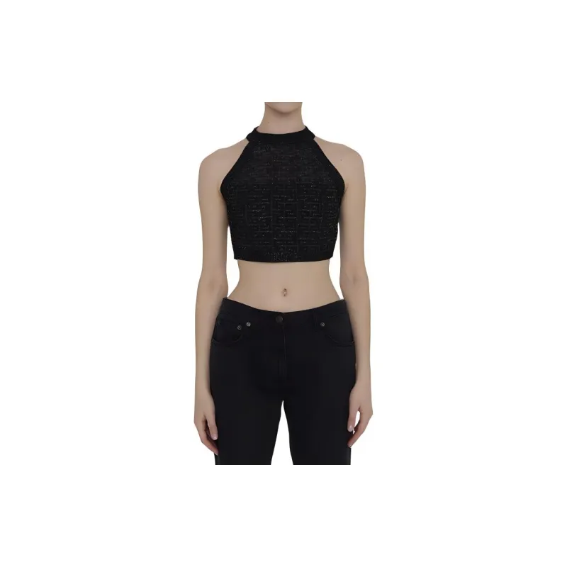 BALMAIN Halter Neck Cropped Top-1