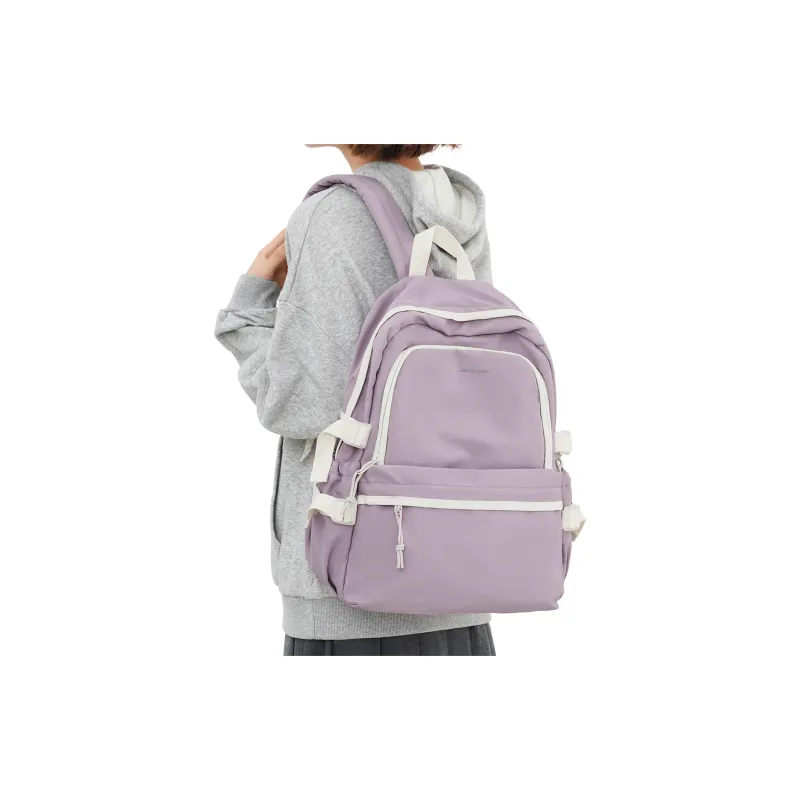 JEANSWEST Fabric Backpack Regular Unisex Red White/Purple-4