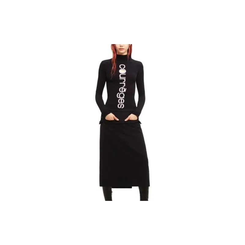COURREGES Logo Intarsia High Neck Jumper-1