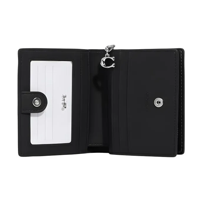 COACH Snap Wallet Coated Canvas With Smooth Leather Document Wallet Card Holder Women's Red & Black-1