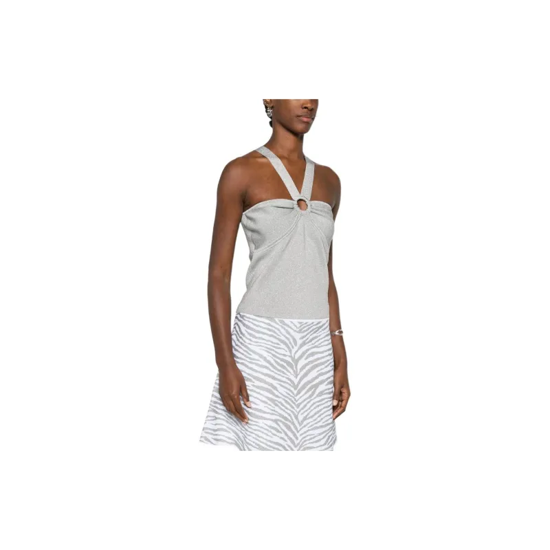 MICHAEL KORS Metallic Knit Cut-Out Tank Top-3