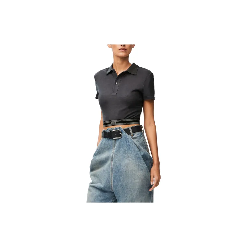 LOEWE Short Sleeved Cropped Polo Shirt-1
