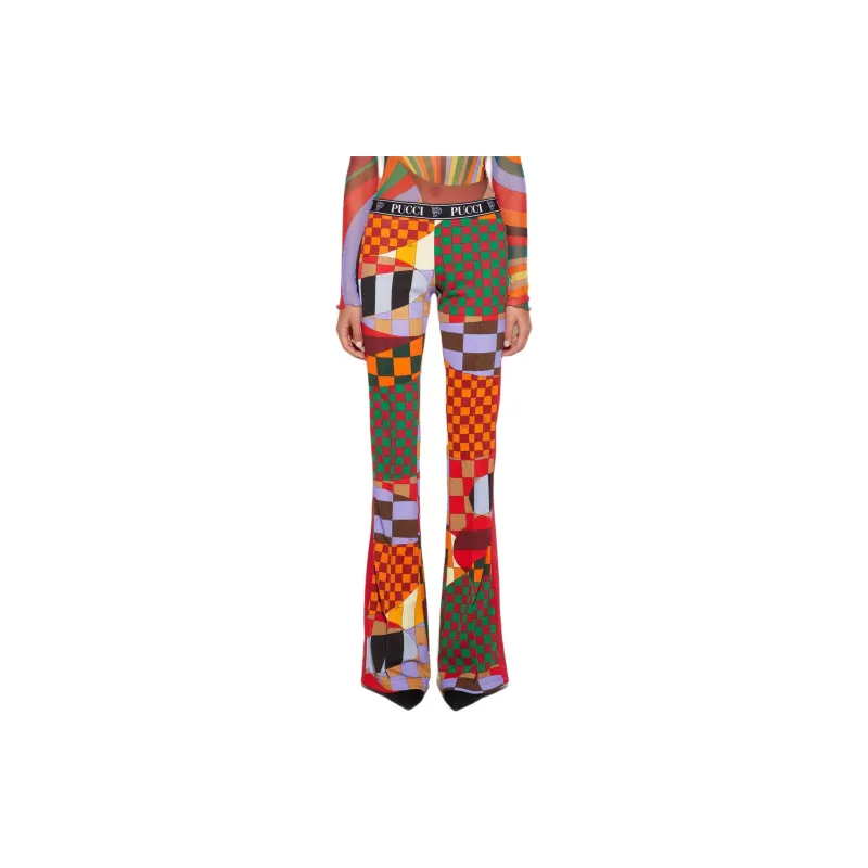 EMILIO PUCCI Giardino-print Logo-waistband Trousers-3