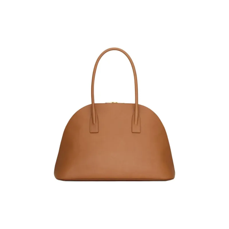 SAINT LAURENT Grained Calfskin Bowling Bag Shoulder Bag Handbag Women's Brown-3