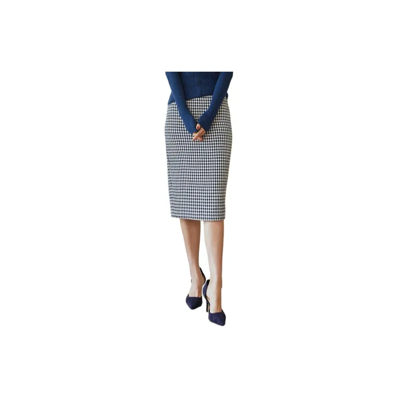 ROEYSHOUSE Casual Long Skirts Women's Houndstooth-1