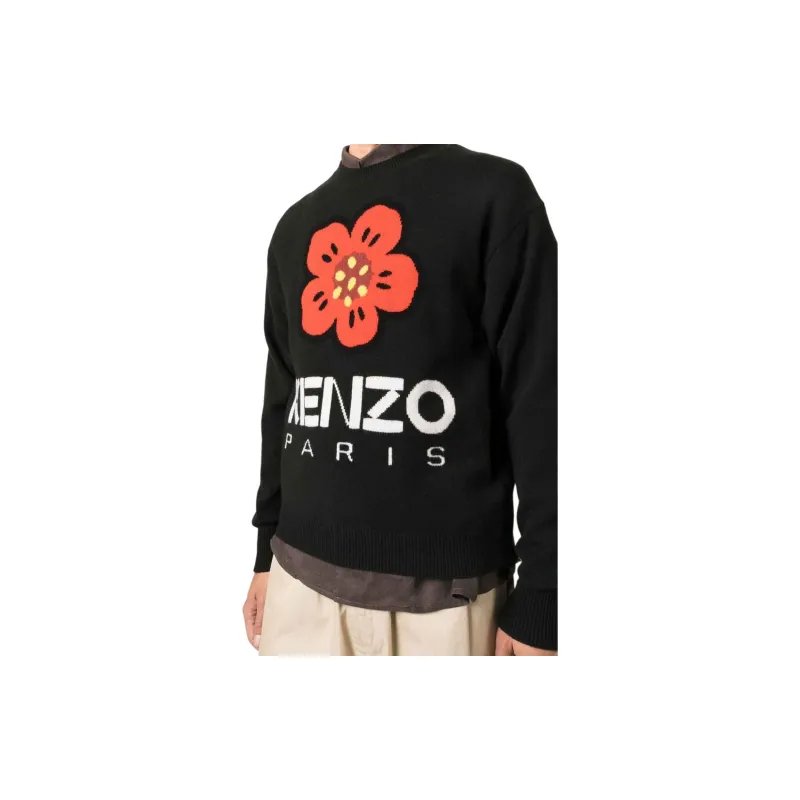 KENZO Boke Flower Logo Intarsia Crewneck Jumper-3