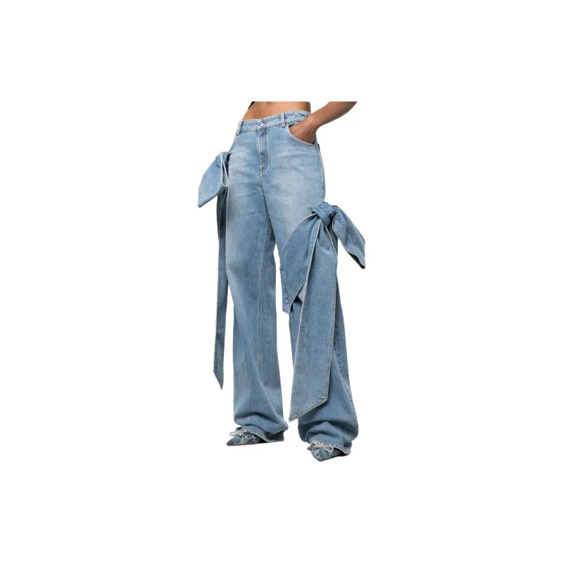 Blumarine 2J116A PANTA JCFIOCCHI BOW DETAIL WIDE LEG JEANS BLUE-4