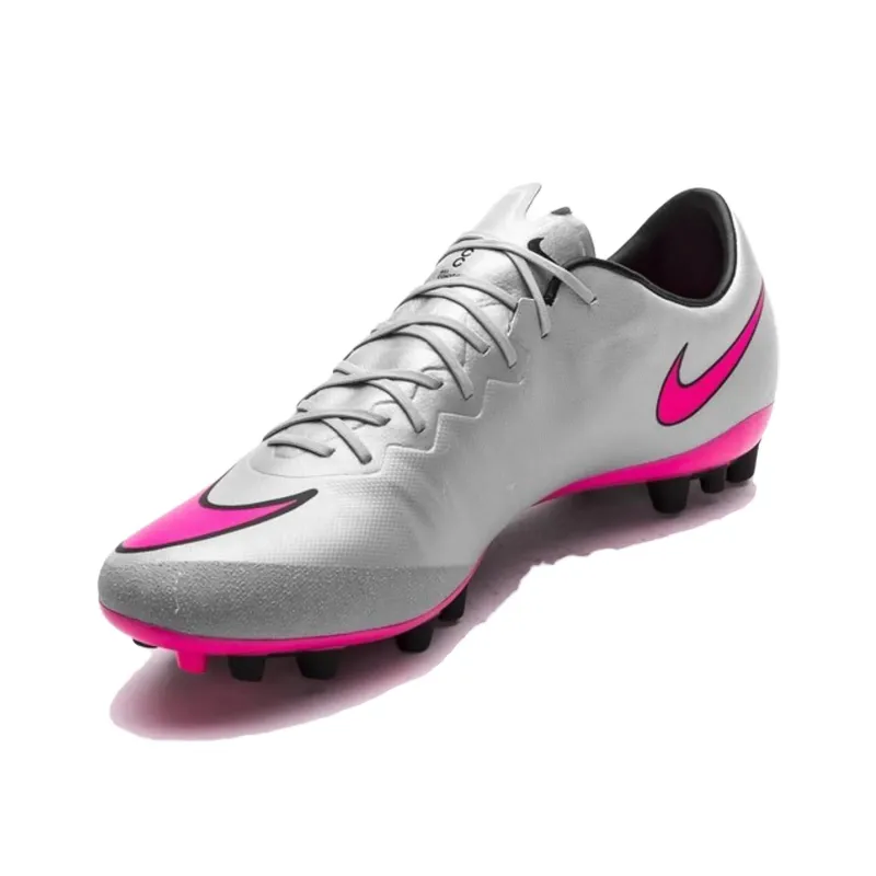 Nike Mercurial Vapor 10 AG Rubber Short Studs Breathable Lightweight Soccer Shoes Men's Silver Pink-1