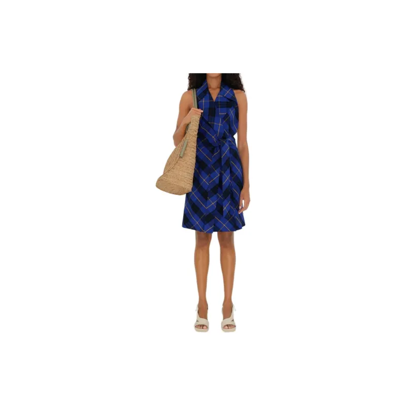 Burberry Sleeveless Dress Women's Bright Marine Blue-2