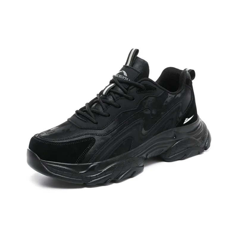 Kuding Chunky Sneakers Men Low Top Khaki Black Dark Gray-7