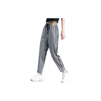 You Cow Me Pants Casual Pants Women's Black White Plaid