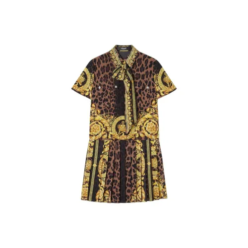 VERSACE Short-Sleeved Dresses Women's Brown