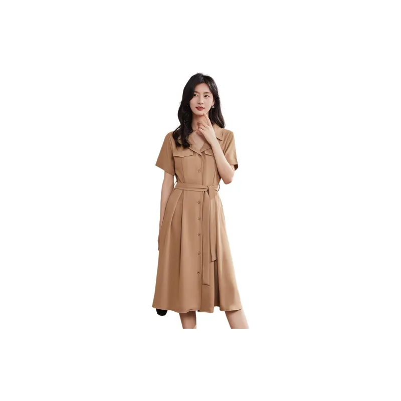 Coonesha Short Sleeved Dresses Women's Khaki-6