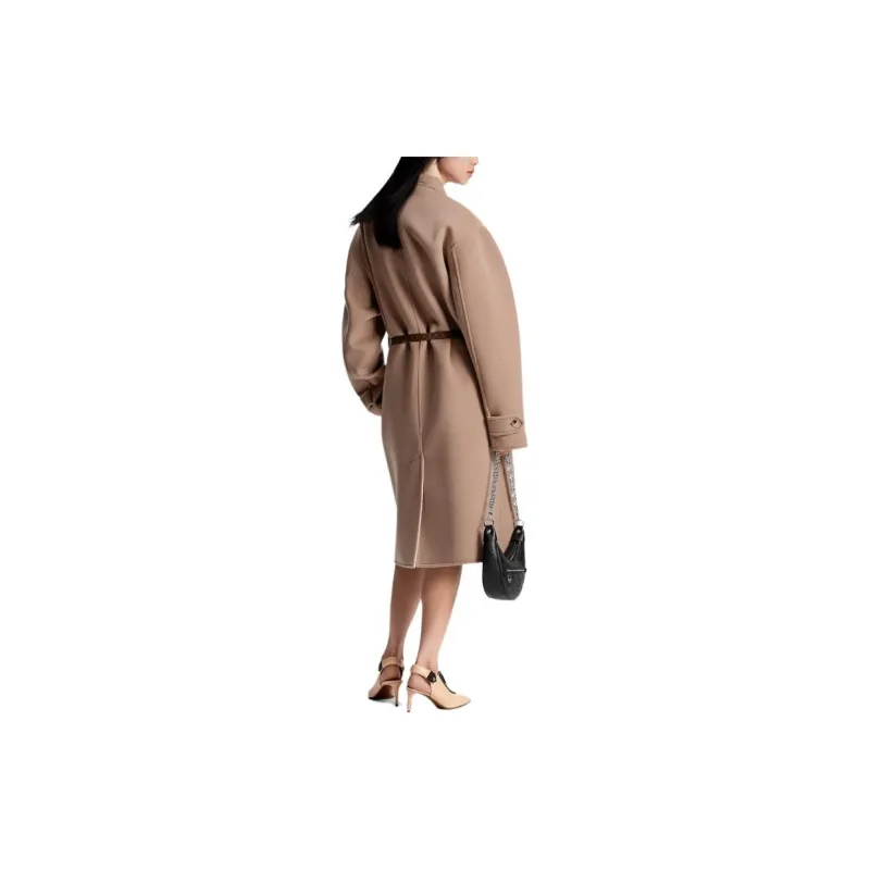 LOUIS VUITTON Lapel Collar Wrap Coat Coats Women's Pink-2