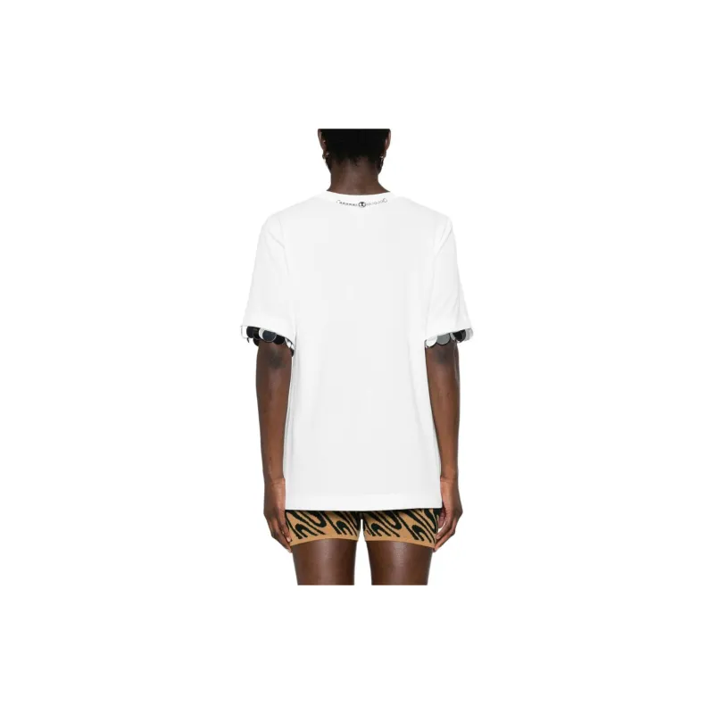 Paco Rabanne Paillette embellished Crepe T shirt-2