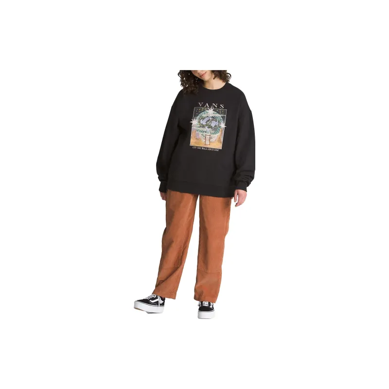 Vans Stormlight Oversized Long Sleeve Crew Sweatshirt Sweatshirt Women's Black-2