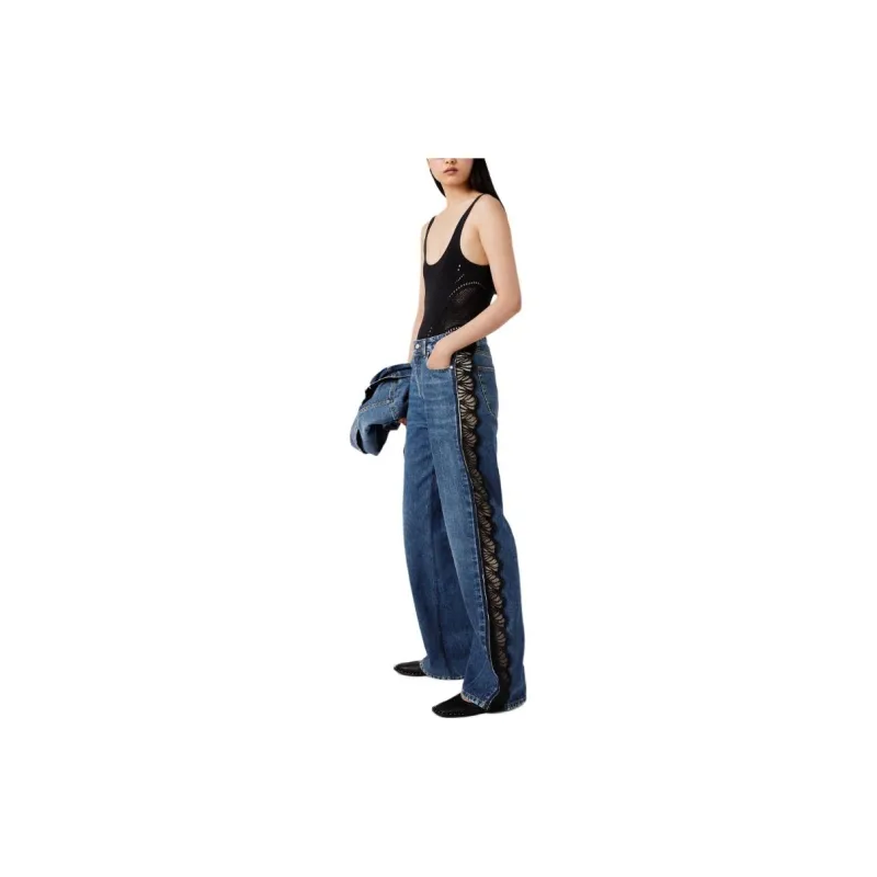Stella McCartney High Waist Lace Panelled Straight Leg Jeans-4
