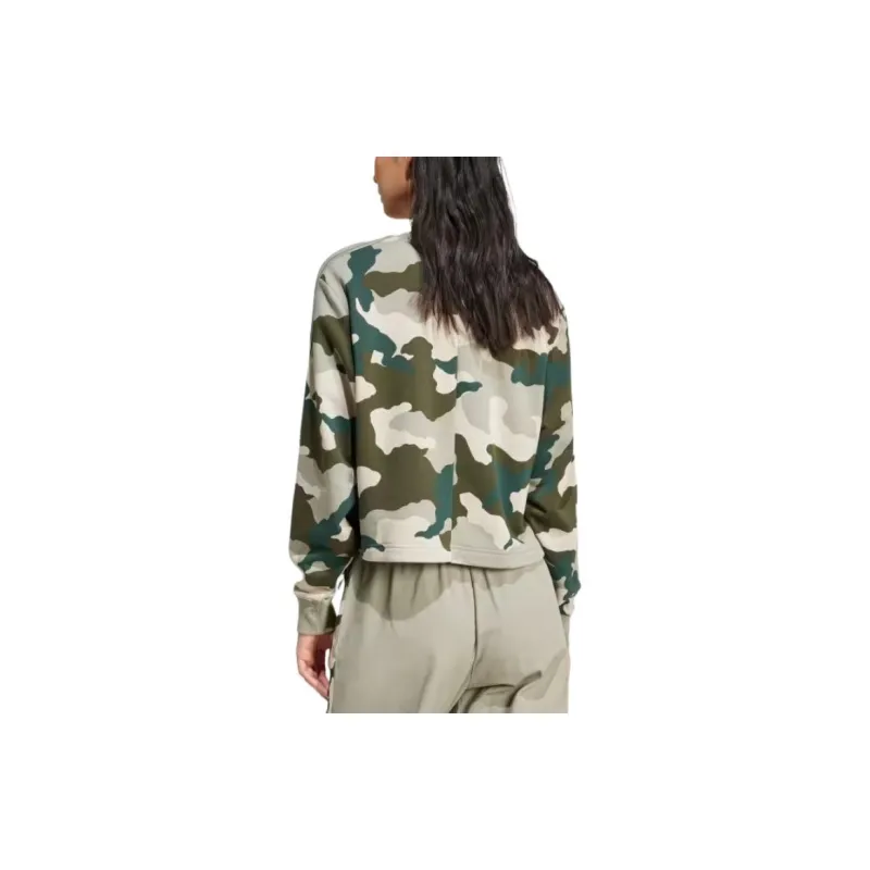 Adidas Free Shipping With AdiClub Essentials 3 Stripes Camo Print Cropped Sweatshirt-2