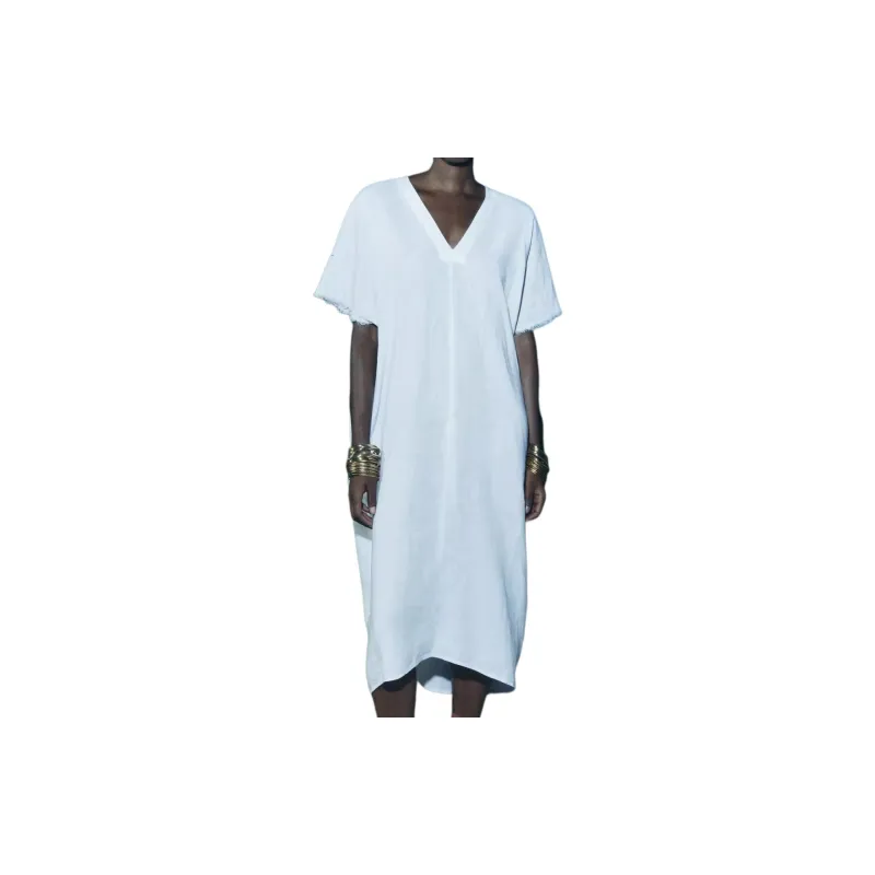 ZARA ZW Series Short-Sleeved Dresses Women's White-4