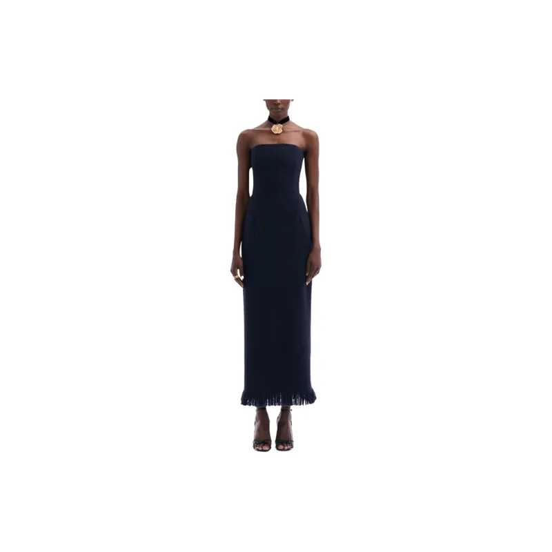 Oscar De La Renta Strapless Tweed Midi Dress-1