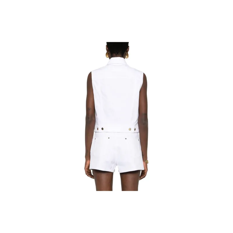 FENDI Logo Embroidered Denim Gilet-2