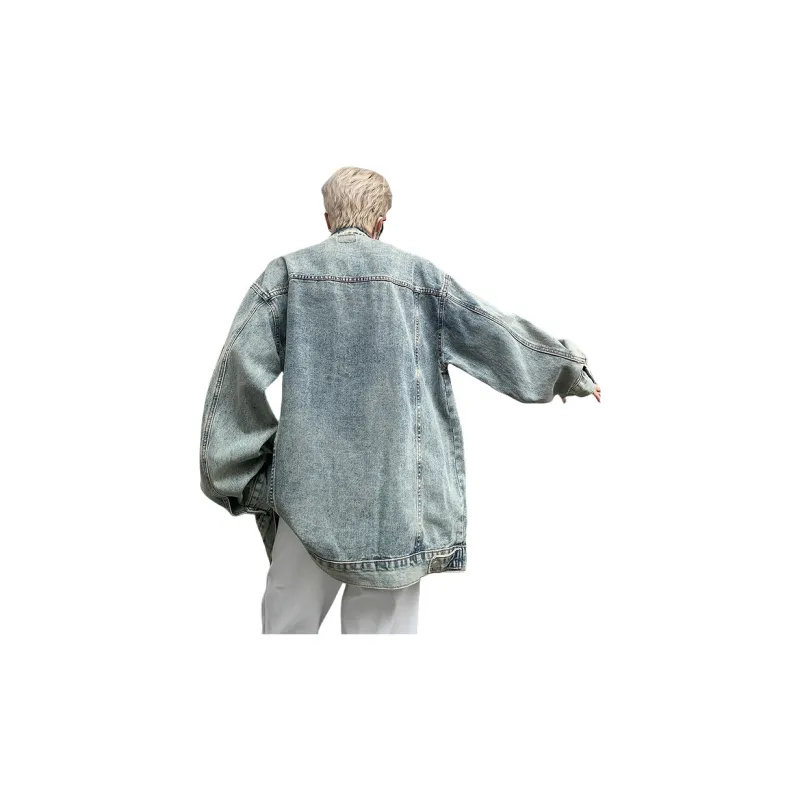 PAINT STAIN Denim Jacket Unisex Blue-12