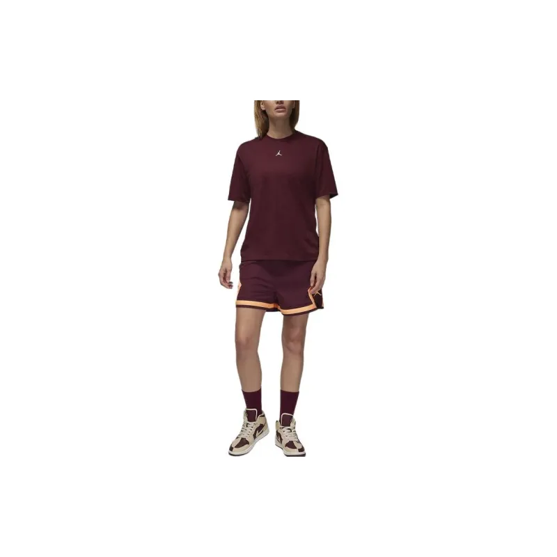 Jordan Drop Shoulder Sleeve T-Shirt Women's Deep Red-2