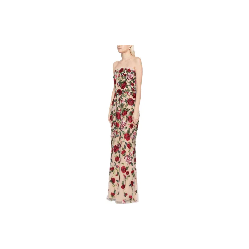 Marchesa Notte Floral-embroidered Tulle-panels Gown-2