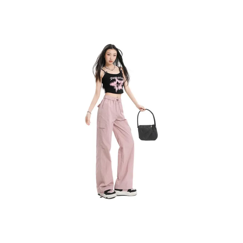 YINLEI Cargo Pants Women's Pink-2