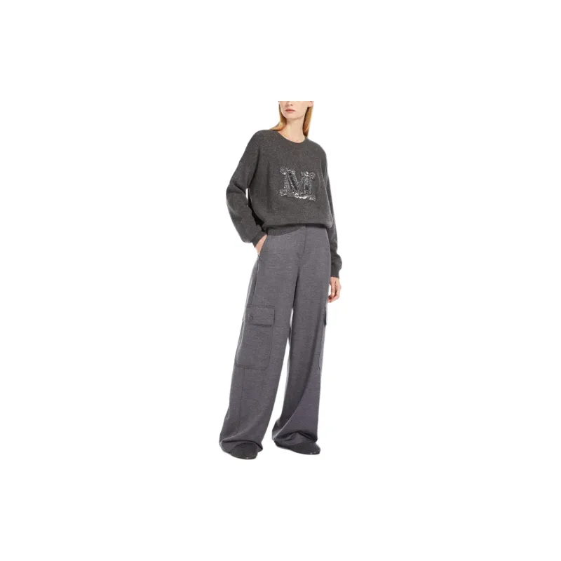 MaxMara Wool Jersey Cargo Trousers Cargo Pants Women's Gray-1