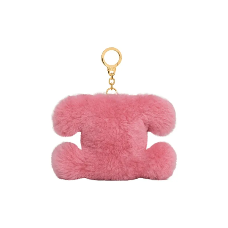 CELINE Triomphe Pom pom Keyring With Heart In Shearling And Calfskin-1