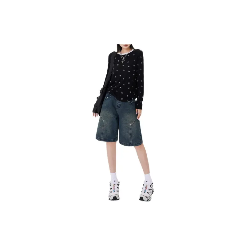 ZNZX Denim Shorts Women's Vintage Blue-1