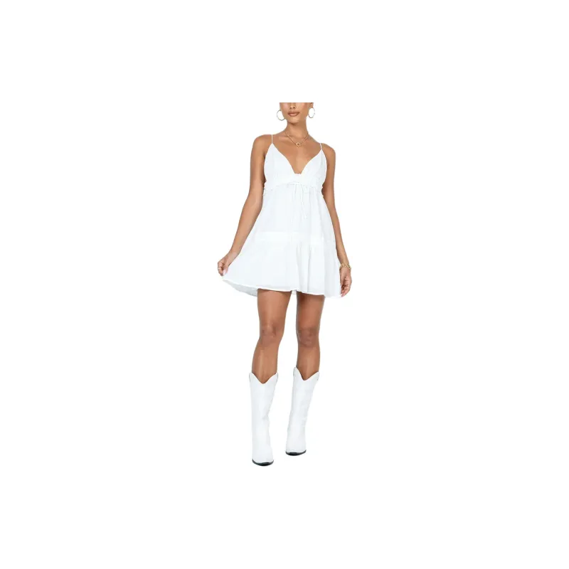 PRINCESS POLLY DIONNE MINI DRESS Slip Dresses Women's White/White-1