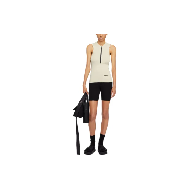 JIL SANDER Logo print Fine ribbed Tank Top-1