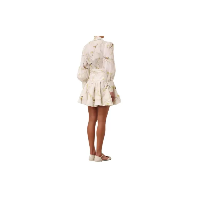 Zimmermann Acacia Birds-Printed Tied Waist Mini Dress-3