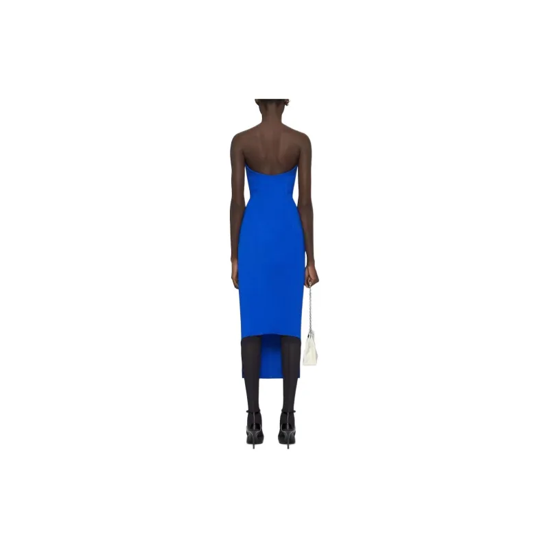 GIVENCHY Asymmetric Bustier Dress In Suede Sleeveless Dress Women's Blue-2